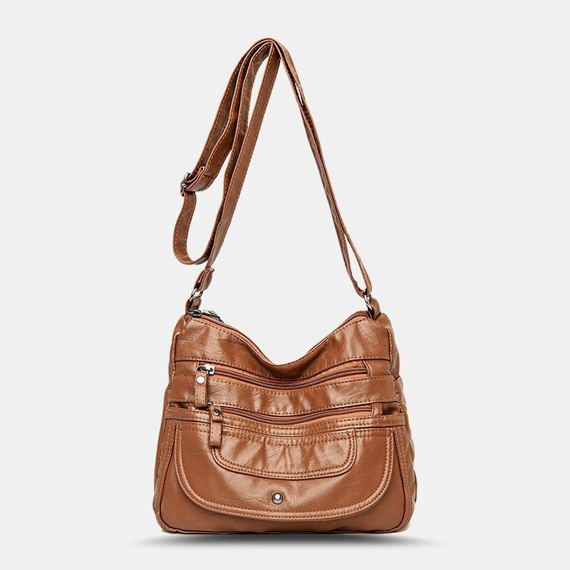 Dame Pu-læder Med Stor Kapacitet Multipocket Casual Crossbody-tasker Skuldertaske