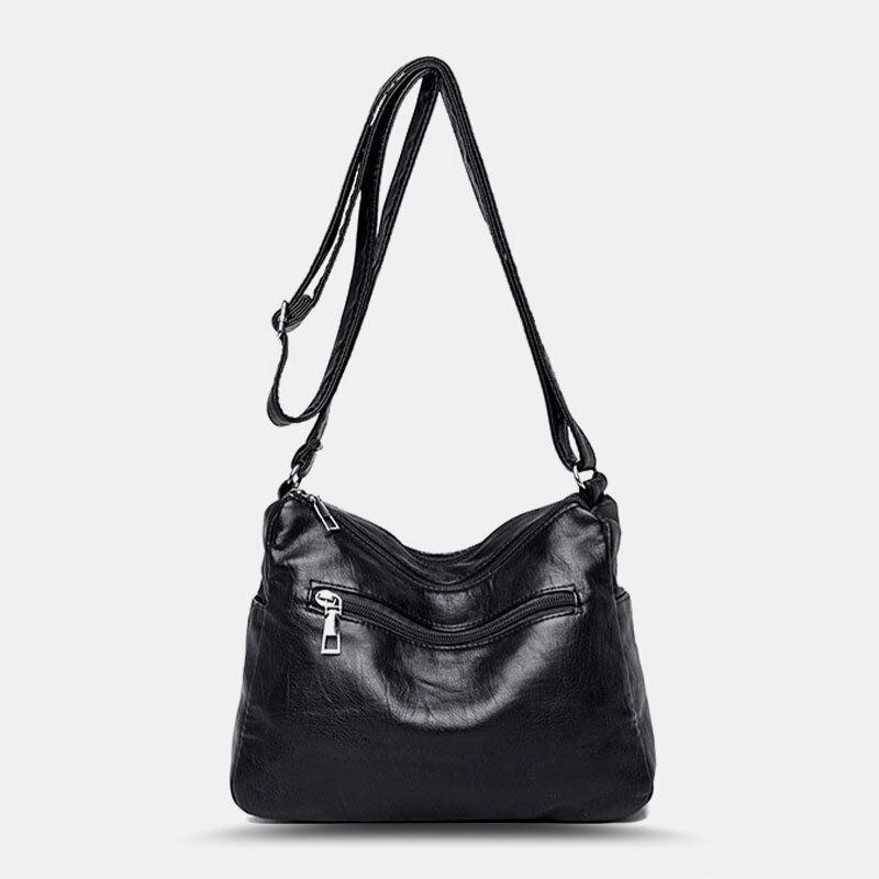 Dame Pu-læder Med Stor Kapacitet Multipocket Casual Crossbody-tasker Skuldertaske