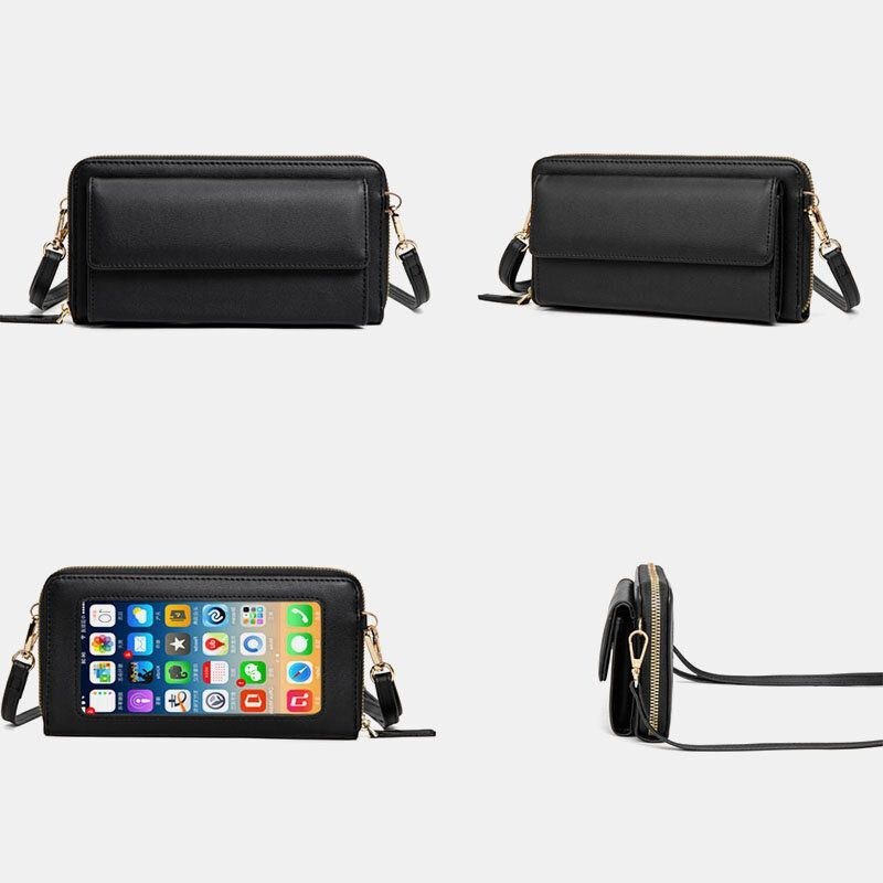 Dame Pu Læder Multifunktion Anti-tyveri 6.5 Tommer Touch Screen Telefontaske 16 Kortpladser Crossbody Taske