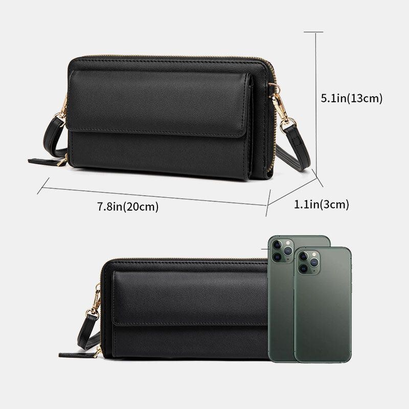 Dame Pu Læder Multifunktion Anti-tyveri 6.5 Tommer Touch Screen Telefontaske 16 Kortpladser Crossbody Taske