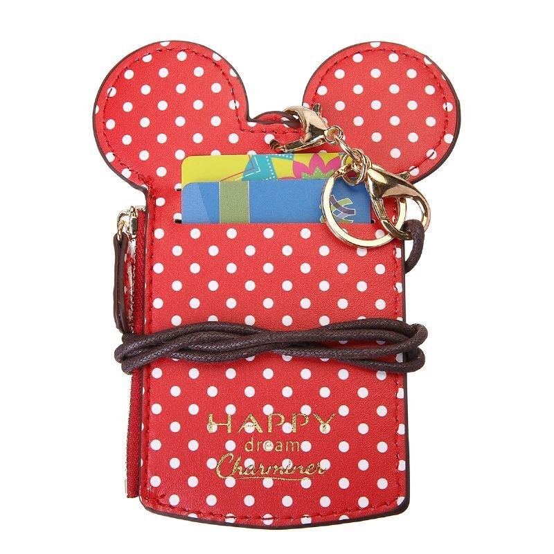 Dame Pu Læder Mus Form Polka Dot Mønster Multi-card Slot Kortholder Møntpung Crossbody Tasker