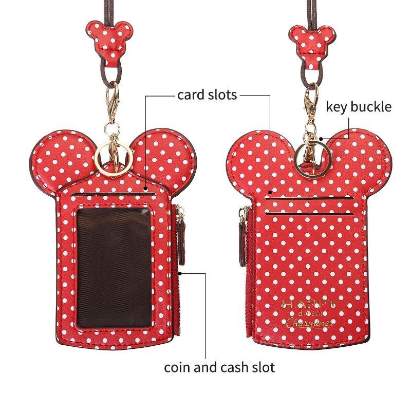 Dame Pu Læder Mus Form Polka Dot Mønster Multi-card Slot Kortholder Møntpung Crossbody Tasker