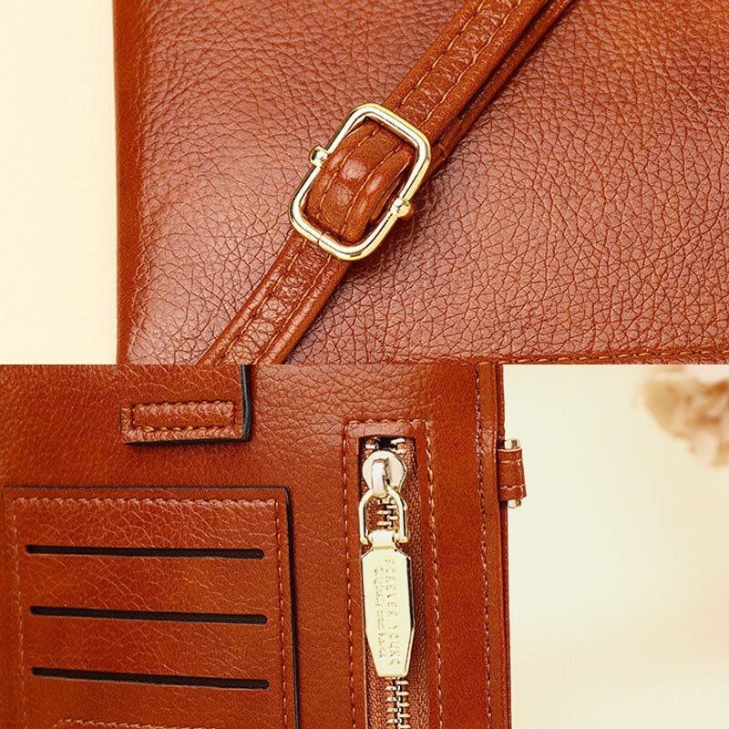 Dame Pu Læder Retro 6.3 Tommer Telefontaske Mini Multi-card Slot Crossbody Tasker Skuldertaske