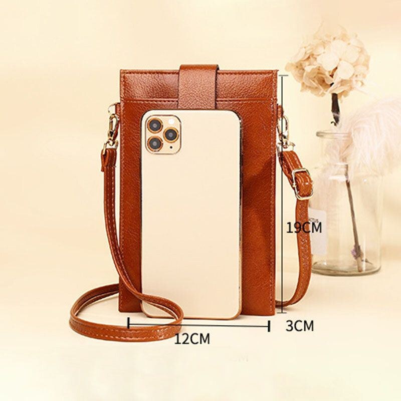 Dame Pu Læder Retro 6.3 Tommer Telefontaske Mini Multi-card Slot Crossbody Tasker Skuldertaske