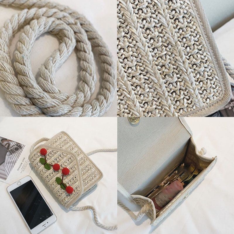 Dame Rejse Sommer Strandvævet Straw Crossbody Taske