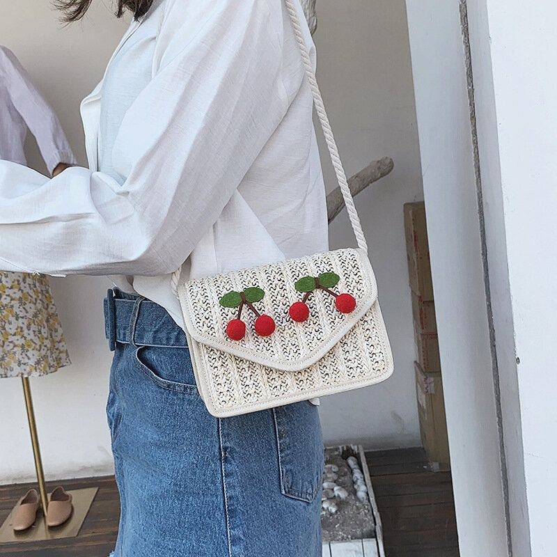 Dame Rejse Sommer Strandvævet Straw Crossbody Taske