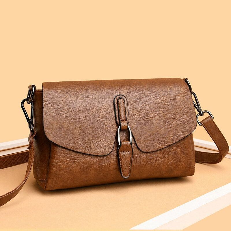 Dame Retro Kunstlæder Vandtæt Magnetisk Snap Skuldertaske 6.5 Tommer Telefontaske Crossbody Taske