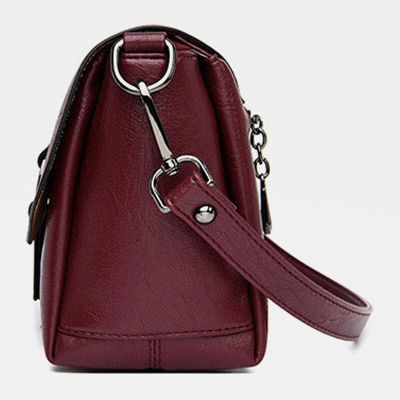 Dame Retro Kunstlæder Vandtæt Magnetisk Snap Skuldertaske 6.5 Tommer Telefontaske Crossbody Taske