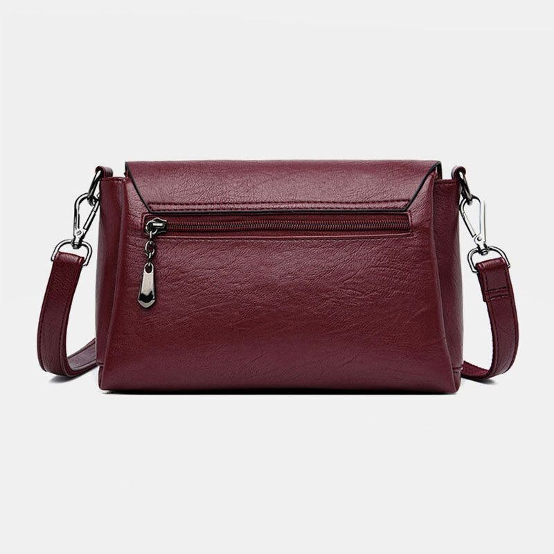 Dame Retro Kunstlæder Vandtæt Magnetisk Snap Skuldertaske 6.5 Tommer Telefontaske Crossbody Taske