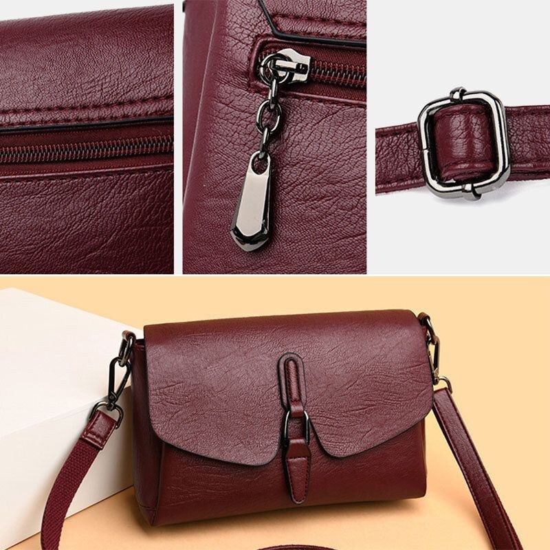 Dame Retro Kunstlæder Vandtæt Magnetisk Snap Skuldertaske 6.5 Tommer Telefontaske Crossbody Taske