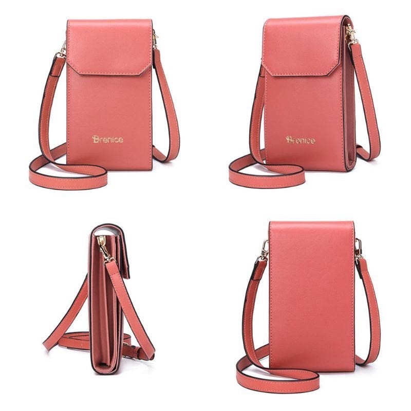 Dame Solid Flap Card Taske Telefon Taske Crossbody Taske