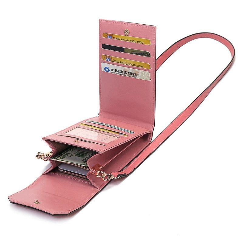 Dame Solid Flap Card Taske Telefon Taske Crossbody Taske