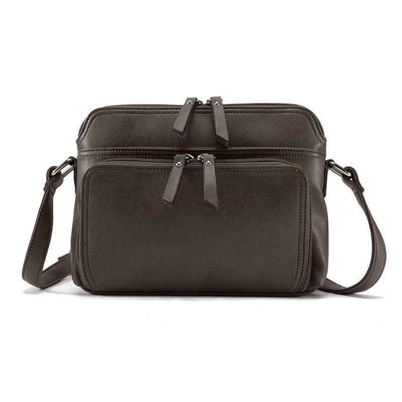 Dame Solid Multi-lommer Casual Faux Læder Crossbody Taske Skuldertaske Håndtaske