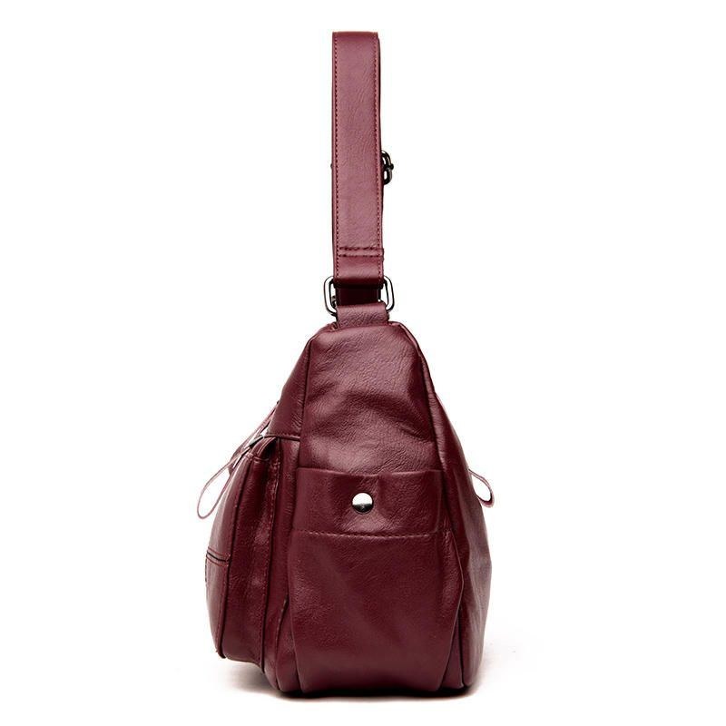 Dame Solid Multi-slot Blødt Læder Crossbody Taske Fritidssyninger Messenger Bag