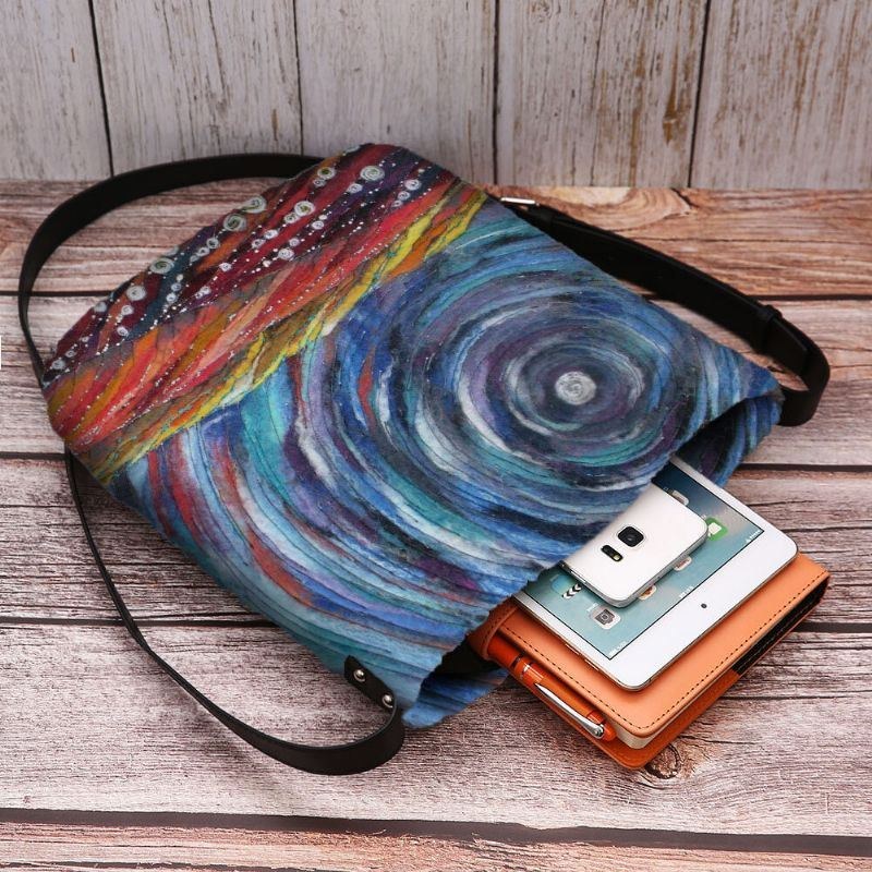 Dame Stjernehimmel Farverig Diy Lammehårtaske Crossbody-taske