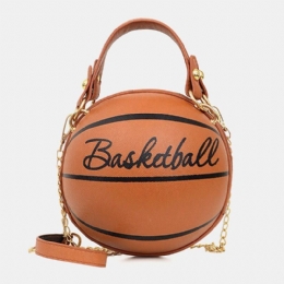 Dame Unikt Design Basketball Fodbold Look Mini Rund Taske Hangbag Mode Justerbar Skuldertaske Cross Body Taske