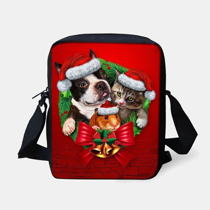 Dame Unisex Børn Jul Sød Hund Kat Dyretryk Lille Crossbody Taske Håndtaske