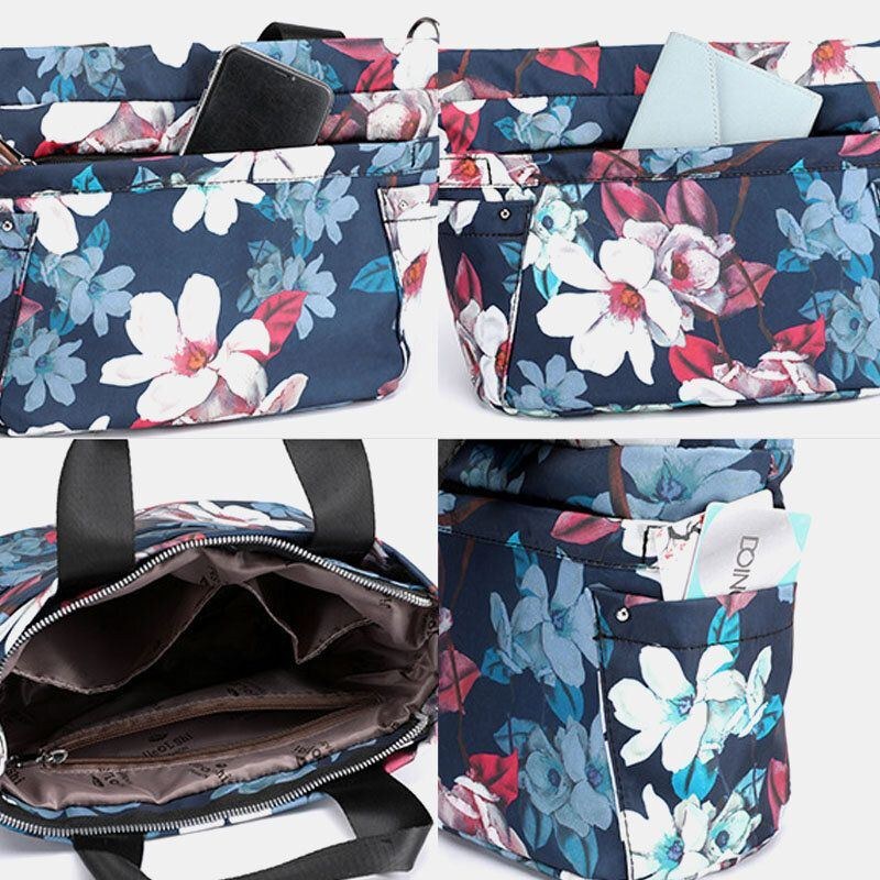 Dame Vandtæt Multi-pocket Printet Casual Håndtaske Crossbody Taske