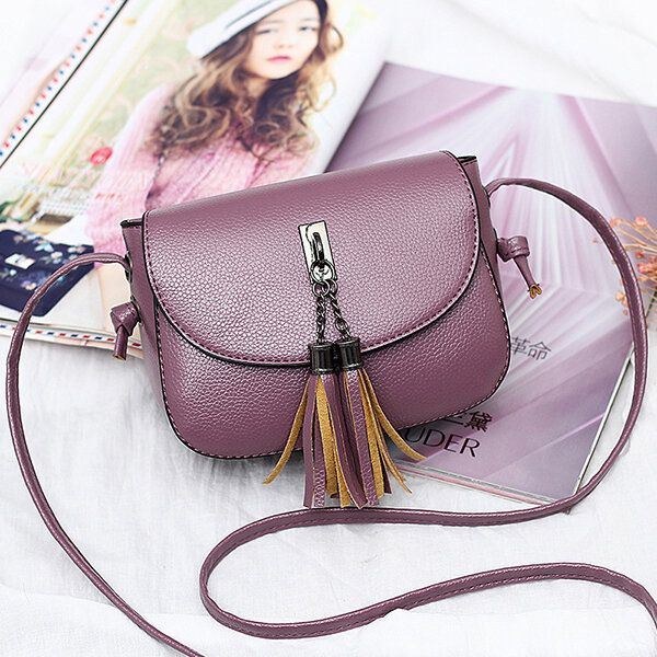 Dame Vintage Solid Tassel Crossbody Taske Leisure Skuldertaske