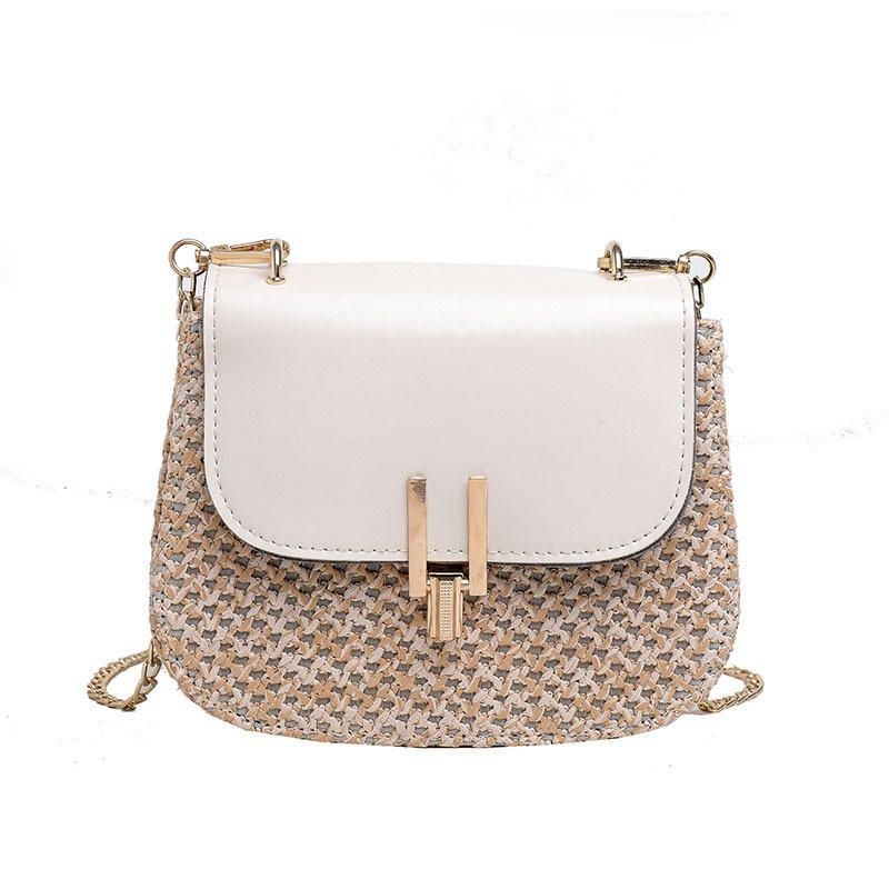 Dame Woven Flap Chain Crossbody Bag Skuldertaske