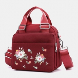 Damer Letvægts Vandtæt Blomsterbroderet Crossbody-taske Skuldertaske