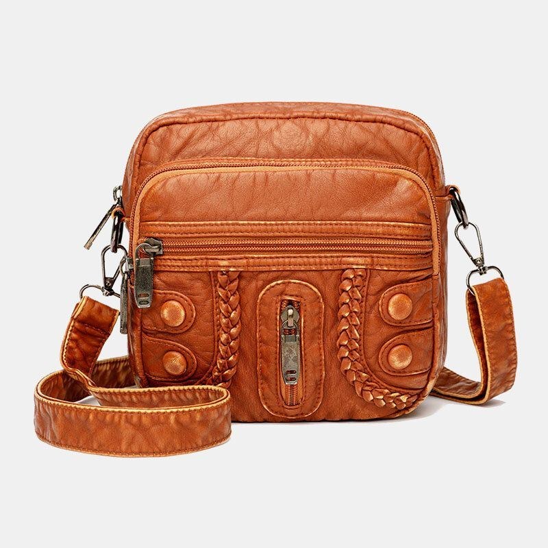 Damevasket Pu-læder Retro 6.3 Tommer Stor Kapacitet Retro 6.3 Tommer Telefontaske Bløde Crossbody-tasker Skuldertaske