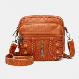 Damevasket Pu-læder Retro 6.3 Tommer Stor Kapacitet Retro 6.3 Tommer Telefontaske Bløde Crossbody-tasker Skuldertaske