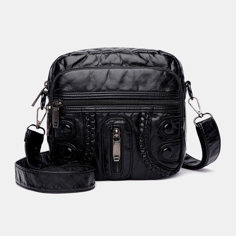 Damevasket Pu-læder Retro 6.3 Tommer Stor Kapacitet Retro 6.3 Tommer Telefontaske Bløde Crossbody-tasker Skuldertaske