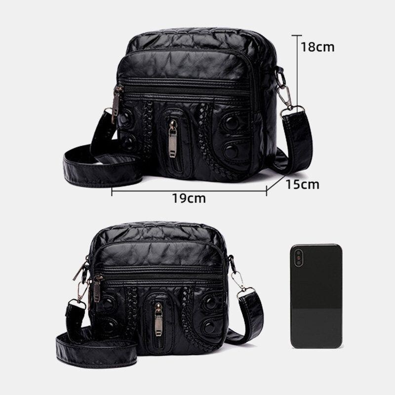 Damevasket Pu-læder Retro 6.3 Tommer Stor Kapacitet Retro 6.3 Tommer Telefontaske Bløde Crossbody-tasker Skuldertaske