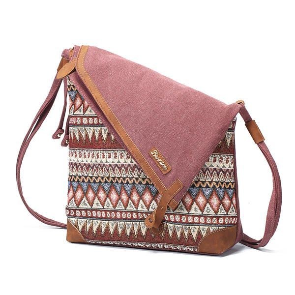 Kvinders National Print Canvas Retro Bohemia Crossbody Taske