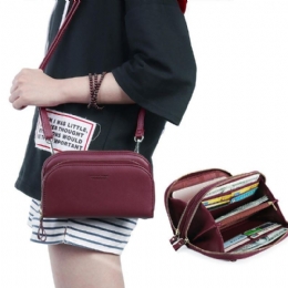 Pierre Loues Kvinder Solid 8 Card Slot Card Bag Multi-slot Telefontaske Fritid Crossbody Taske