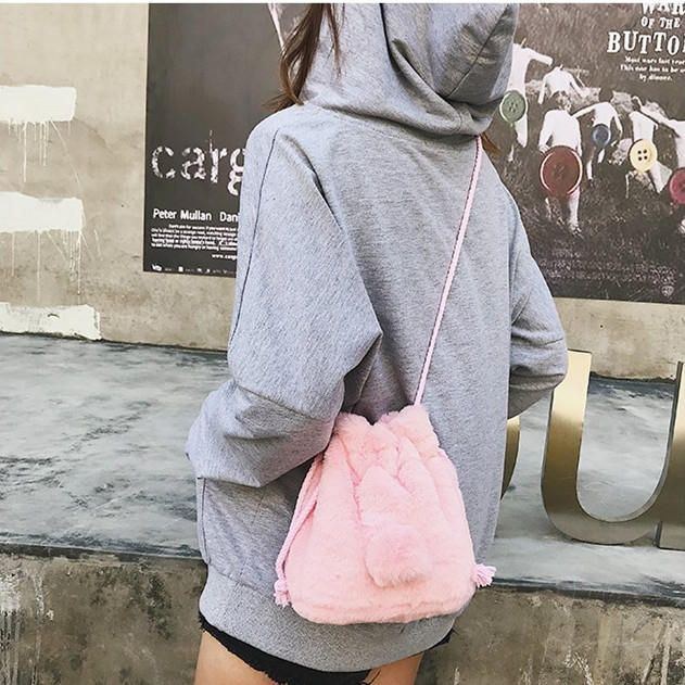 Sød Plys Bucket Bag Skuldertaske Crossbody Taske Til Kvinder