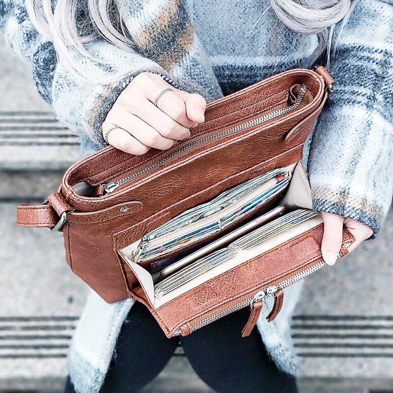 Solid Card Holder Til Kvinder Multifunktion Crossbody-taske