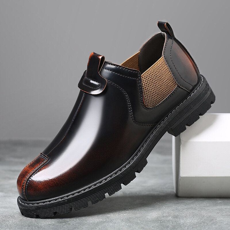 Herre Åndbar Rund Tå Blød Sål England Style Slip On Casual Chelsea Boots