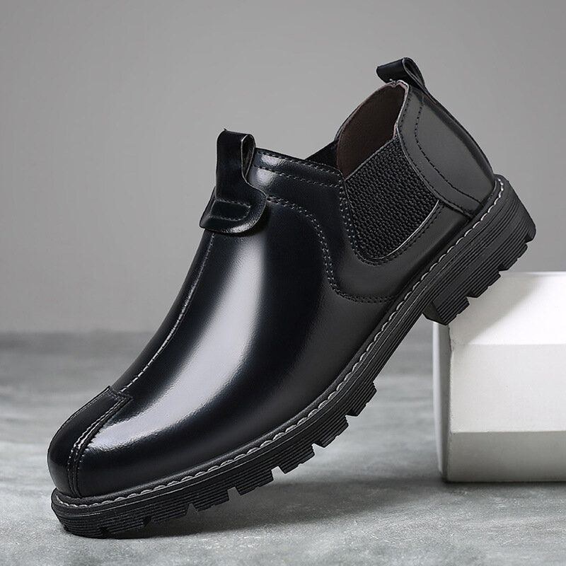 Herre Åndbar Rund Tå Blød Sål England Style Slip On Casual Chelsea Boots