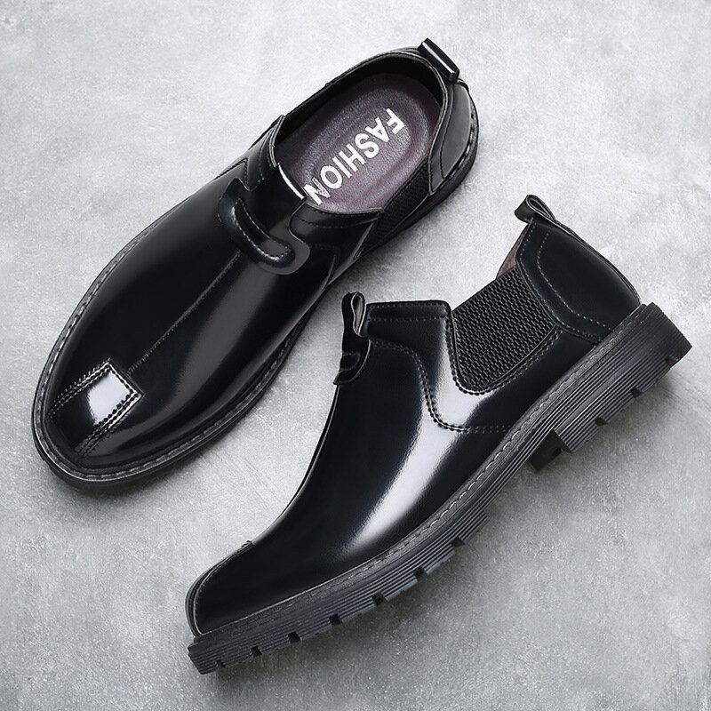 Herre Åndbar Rund Tå Blød Sål England Style Slip On Casual Chelsea Boots