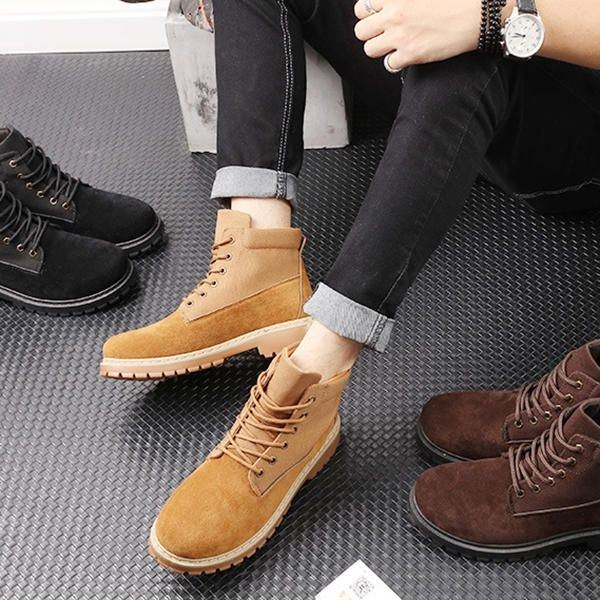 Herre Komfortable Canvas Suede High Top Boots