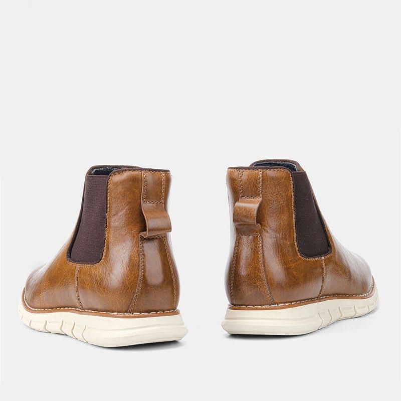 Herre Læder Blød Sål Rund Toe Slip On Trendy Chelsea Casual Boots