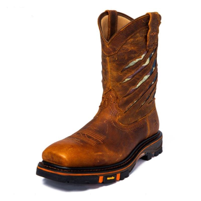 Herre Skridsikker Firkantet Hoved Slip-on Mid-tube Cowboy Boot