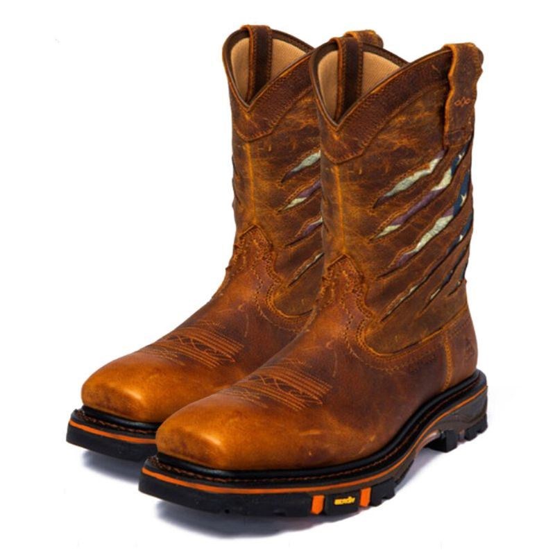 Herre Skridsikker Firkantet Hoved Slip-on Mid-tube Cowboy Boot