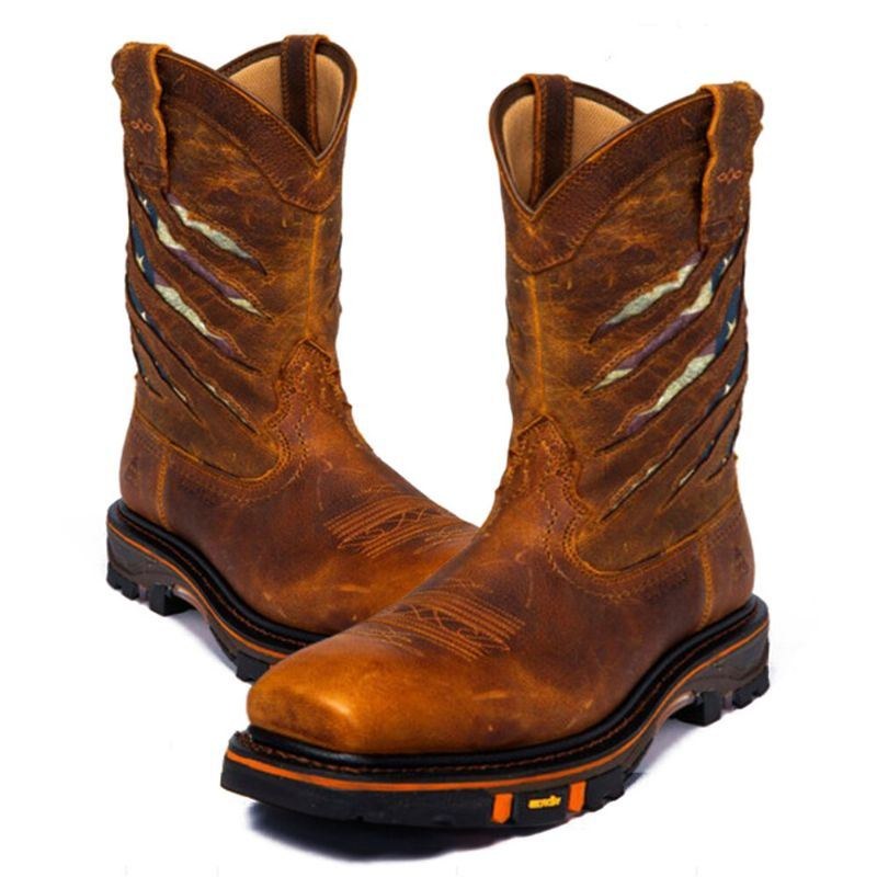 Herre Skridsikker Firkantet Hoved Slip-on Mid-tube Cowboy Boot