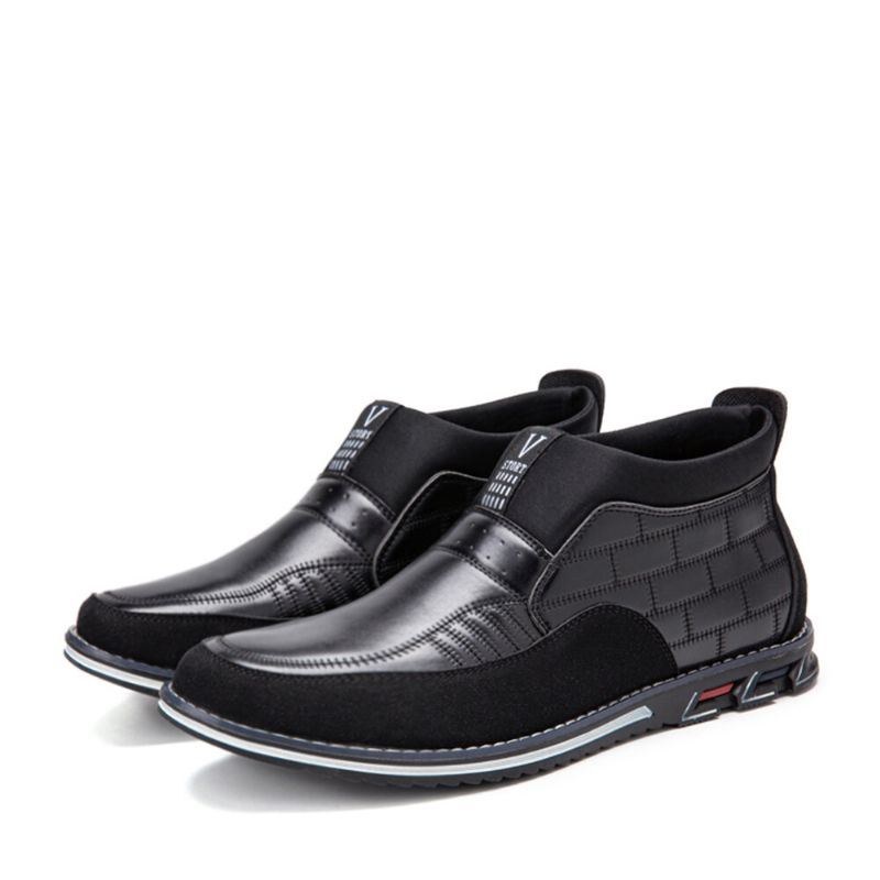 Herre Syning Plaid Comfy Business Casual Slip On Læder Ankelstøvler