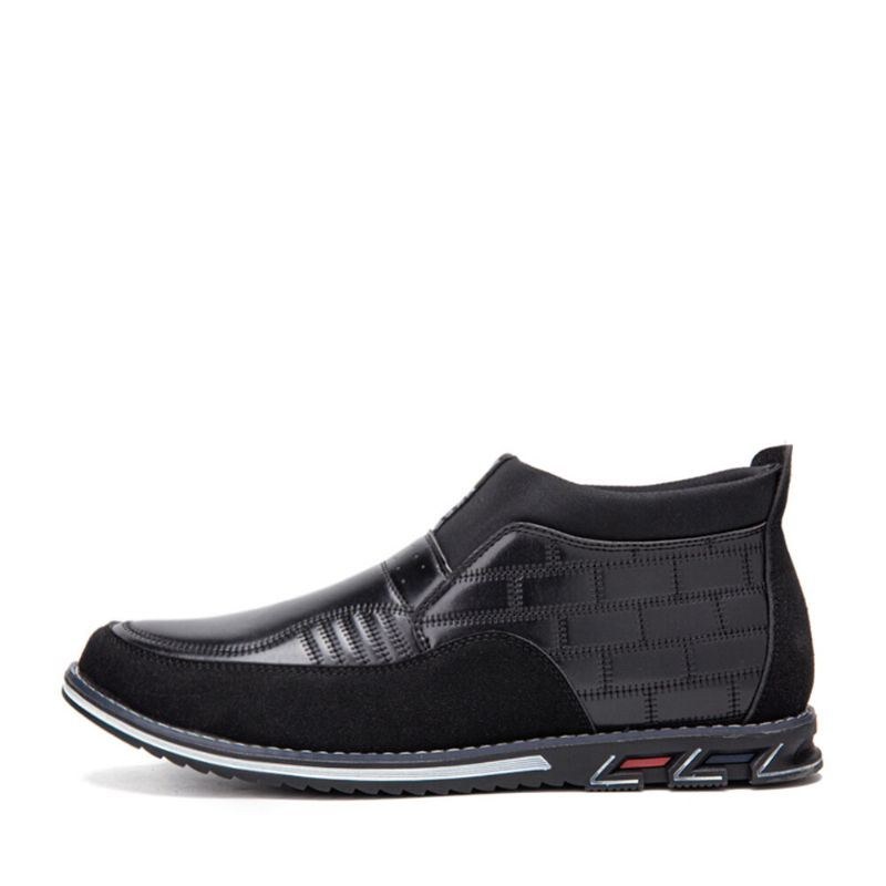 Herre Syning Plaid Comfy Business Casual Slip On Læder Ankelstøvler