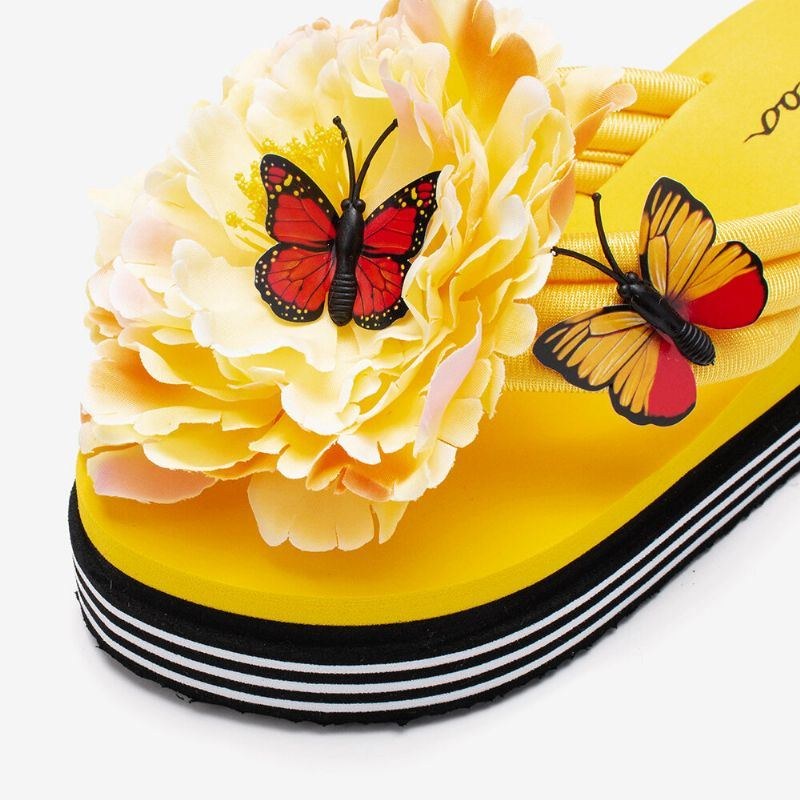 Dame Blomster Butterfly Decor Clip Toe Strand Platform Hjemmesko