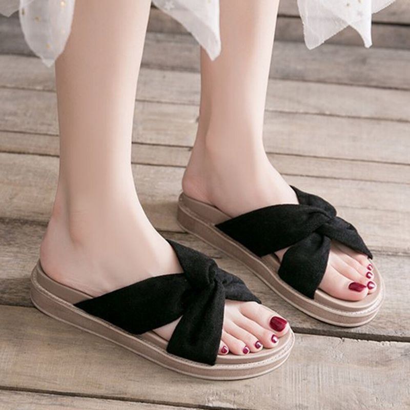 Dame Cross Strap Open Toe Comfy Home Sko Hjemmesko