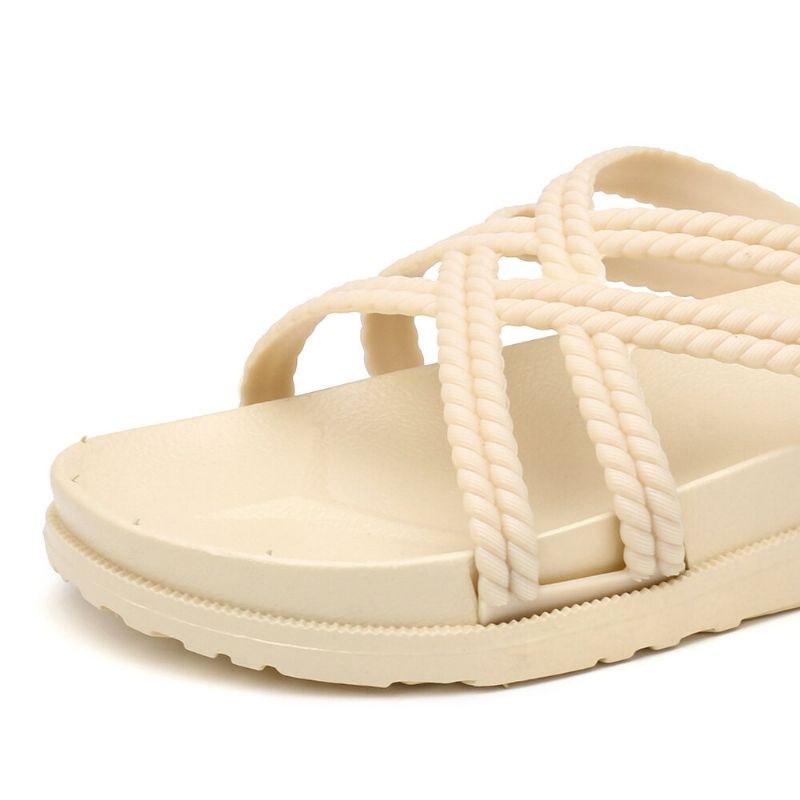 Dame Ensfarvet Cross Band Home Flats Sandaler