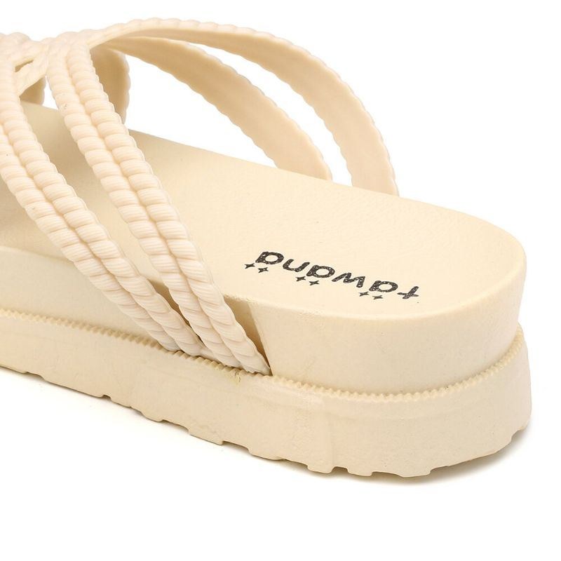 Dame Ensfarvet Cross Band Home Flats Sandaler