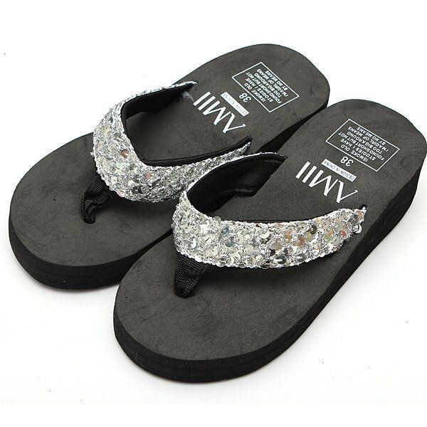 Dame Pailletter Summer Beach Flip Flops Wedge Sandaler