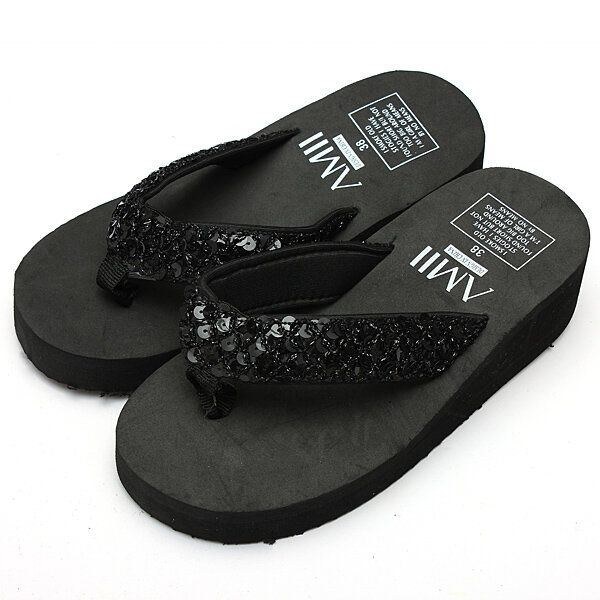 Dame Pailletter Summer Beach Flip Flops Wedge Sandaler