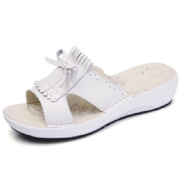 Dame Slip On Causal Shoe Læder Tassel Flade Sandaler